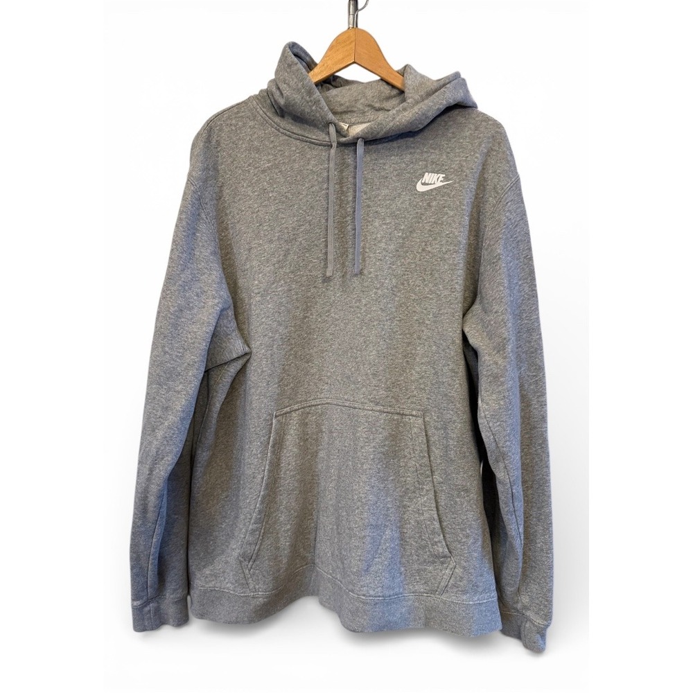 Men Nike Gray Classic Hooded Hoodie Sweatshirt Pullover XXL‎ Sport Fleece Plus